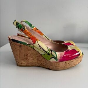 Stuart Weitzman Floral Wedge Sandals